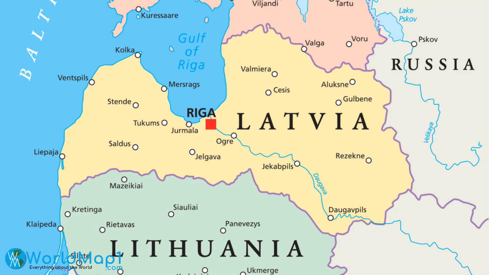 Belarus Map with Latvia and Lithuania